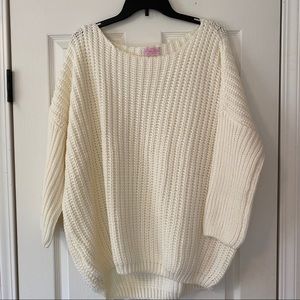 Pink lily boutique bubble knit cream sweater med